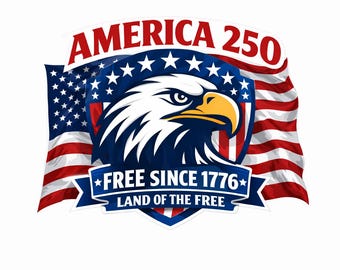 America 250th Anniversary Sticker – Patriotic Bald Eagle Decal, Land of the Free Laptop Sticker