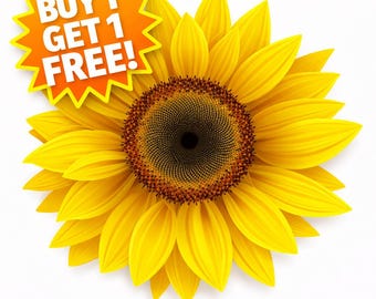 Yellow Sunflower Vinyl Sticker, Floral Laptop Decal (Buy 1 Get 1 Free)