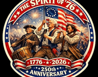 Spirit of 76 Sticker, USA 250th Anniversary Decal, Patriotic History Vinyl (1776-2026)