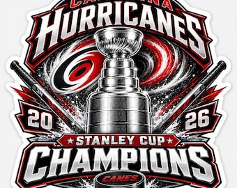 Carolina Hurricanes Sticker Decal, 2026 Stanley Cup Champions Hockey Vinyl for Car Laptop