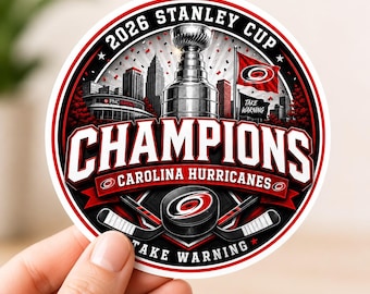 Carolina Hurricanes Champions Sticker for Hockey Fans Laptop Tumbler Car Decal 2026 Stanley Cup Gift Take Warning