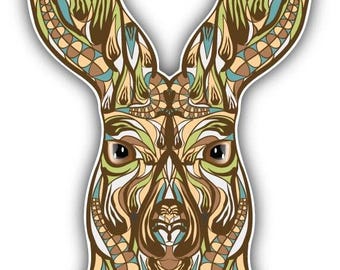 Patterned Rabbit Sticker | Boho Nature Animal Vinyl Decal