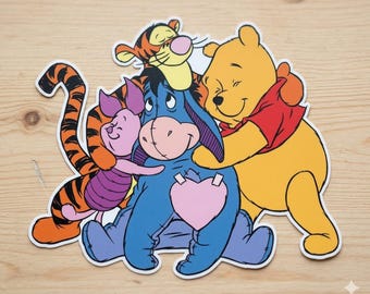 Winnie the Pooh Friends Hug Vinyl Decal | Cute Cartoon Bear Sticker Tigger Eyore Piglet