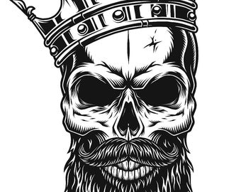 Skull Decal Crowned Beard Sticker King Skulls Vinyl Bearded Men Gift Biker Hard Hat Laptop Water Bottle Toolbox Cool Grooming Accessories