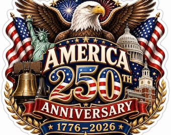America 250th Sticker Decal, Patriotic Eagle Anniversary Vinyl for Car Laptop