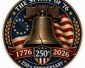 Spirit of '76 Liberty Bell Decal, USA 250th Anniversary Vinyl Sticker