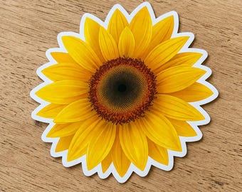Vibrant Sunflower Vinyl Decal: Waterproof Floral Sticker for Laptops, Cars