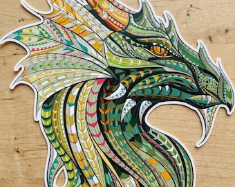 Patterned Dragon Head Vinyl Sticker - Car, Laptop Decal