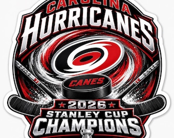 Canes Hockey Sticker Decal, Carolina Hurricanes 2026 Champions Vinyl for Tumbler Car
