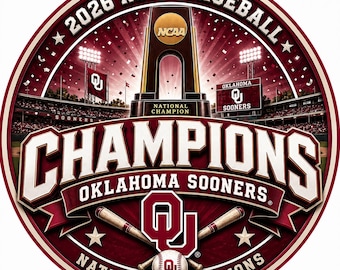 Oklahoma Sooners 2026 NCAA Baseball Champions Vinyl Sticker (Laptop, Tumbler, Car)