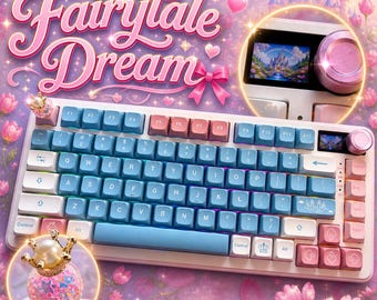 Custom Mechanical Keyboard – Pastel Fairytale Castle Theme Keycaps 75% Build