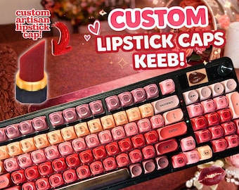 Lipstick Jelly Keyboard – Glossy Pink Red Gradient, Creamy Linear Switches, Mini Display and Knob