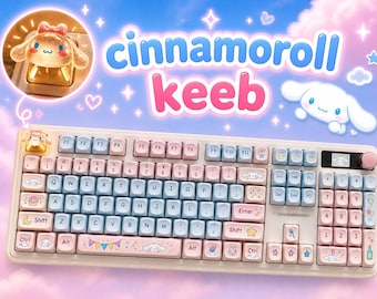 Custom Cinnamoroll Keyboard Pastel Pink & Blue Dream Keeb with Screen and Knob