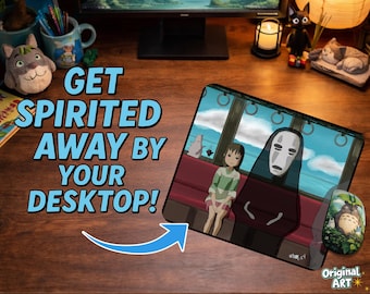 Spirited Away Train Scene Mouse Pad: Hand Drawn Anime Desk Mat (Ghibli Inspired)