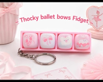 Pink Ballet Bow Thock Fidget Keychain Creamy Mechanical Keyboard Stress Relief Toy