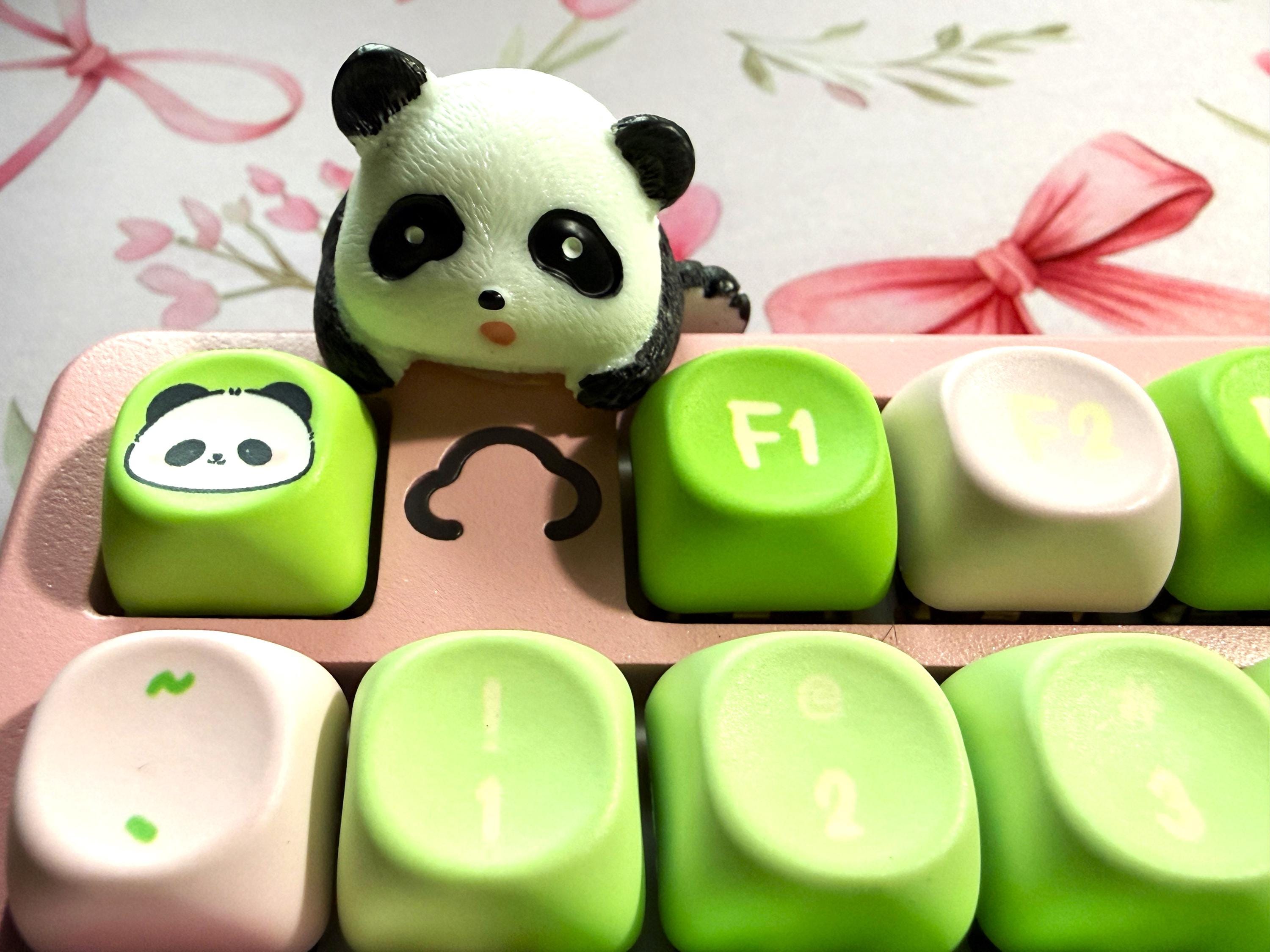 Adorable Panda Keyboard – Pink & Green Kawaii Panda Build With