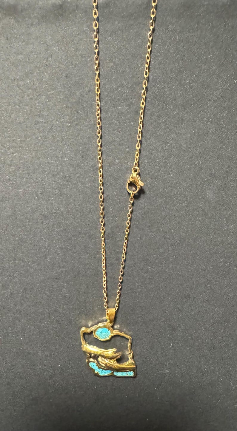 Persian Iran Map Turquoise Necklace – Meaningful Travel & Heritage Jewelry Holding Home