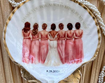 Gepersonaliseerde oesterschelpringschotel – bruidsfeest aandenken met gouden rand