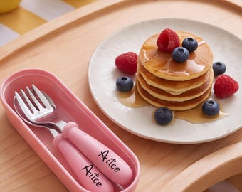 Custom Engraved Kids Cutlery Set, Personalised Name Fork & Spoon, Toddler Utensil Set, Children Feeding Silverware