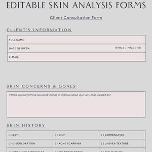 Editable Skin Analysis Form - Etsy
