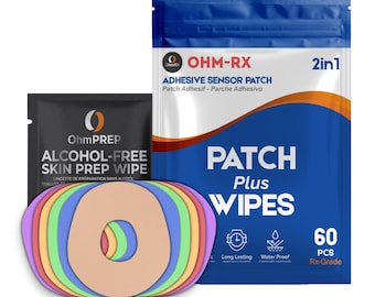 Dexcom G7 Waterproof Sensor Cover + Skin Prep Wipe | Adhesive Hypoallergenic CGM Overpatch | Fits Stelo