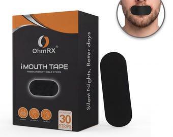 Ruban buccal noir - Bandes adhésives douces et respirantes pour une utilisation nocturne - 30 unités
