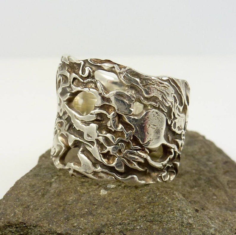 Artisan Ring Extra Wide Sterling Silver Savoy Ring Organic Silver Ring Silver Ring Silver Statement Ring Modern Silver Ring