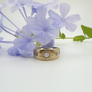 Starburst Bronze Ring: Roman Style CZ Band