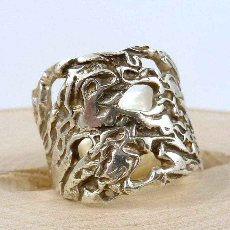 Artisan Ring Extra Wide Sterling Silver Savoy Ring Organic Silver Ring Silver Ring Silver Statement Ring Modern Silver Ring