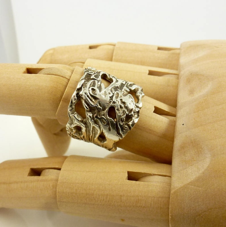 Artisan Ring Extra Wide Sterling Silver Savoy Ring Organic Silver Ring Silver Ring Silver Statement Ring Modern Silver Ring