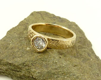 Bronze Solitaire Ring with 5MM CZ, Contemporary Solitaire Ring, Emma's Ring, Stacking Solitaire Ring, Womens Bronze Ring