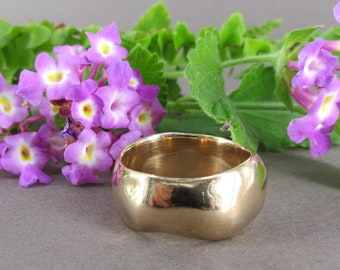 Wide Organic Bronze Ring: Boho Style, Handmade
