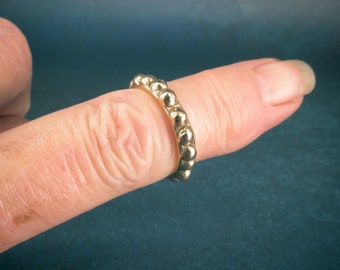 Delicate 4mm BEADED RING, Bronze Ring, Mens or Womens Bronze Ring, Ancient Beaded Jewelry, Rustic Ring, Roman Style Rings, Stacking Ring