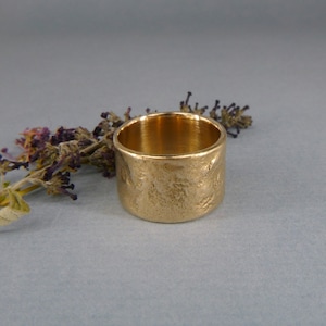 Organic Bronze Viking Ring: Wide Textured Unisex Band