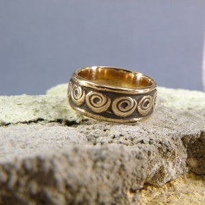 Golden Bronze Spiral Ring: Ancient Greek Style Band