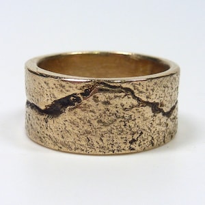 Bronze Ring, Fault Line, Mens or Womens Band Ring, Bronze Band Ring, Modern Bronze Ring, Men's Bronze Ring