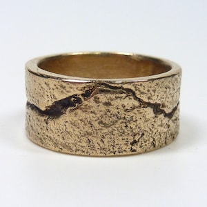 Oxidized Bronze Fault Line Ring: Handmade Band Ring