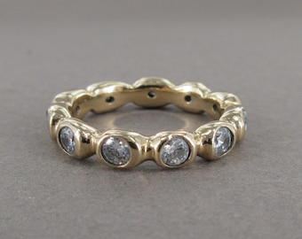 SCALLOPED: Handmade Golden Bronze Eternity Ring, CZ Stacking Ring