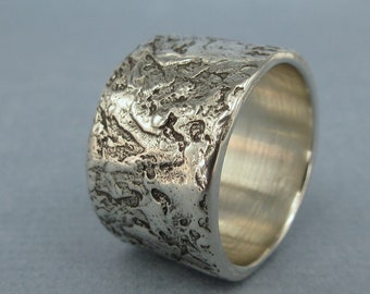 Impasto Ring, Wide Silver Ring, Wide Textured Ring, Modern Boho Ring, Organic Ring