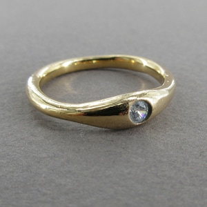 Petite Pompeii Ring, Bronze Organic Gemstone Ring, Thin Solitaire Ring