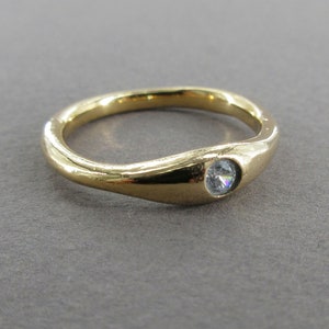 Bronze Solitaire Ring: Petite Organic Gemstone, Handmade
