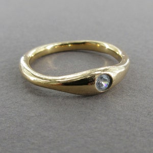 Petite Pompeii Ring, Bronze Organic Gemstone Ring, Thin Solitaire Ring