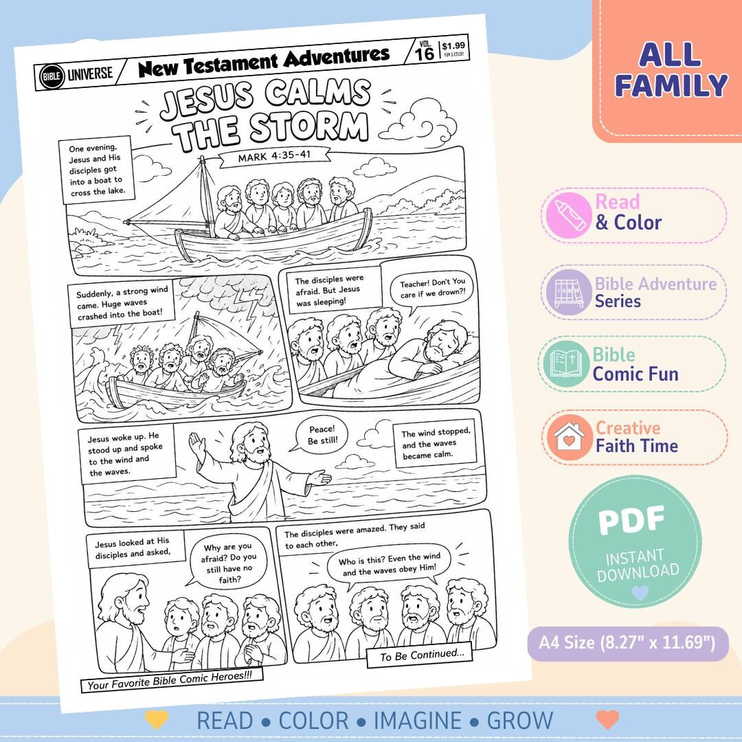 Jesus Calms the Storm Bible Sunday School Activity (PDF Printable) A4 ...