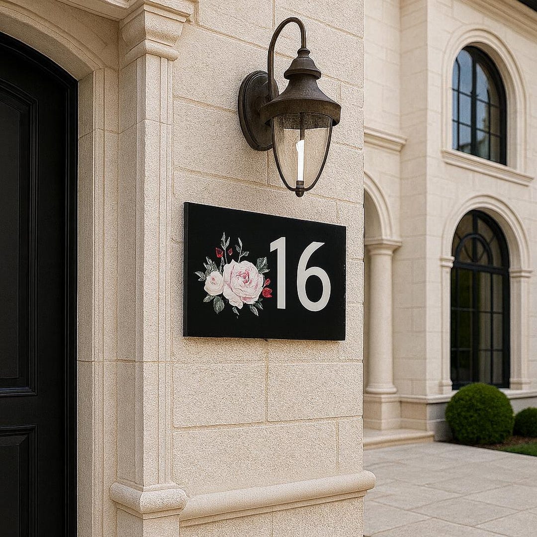 Personalized Exterior House Numbers With Floral Decor – Outdoor Sign ...