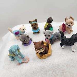 Vintage 1990s M.E.G. Puppy & Kitty in My Pocket Lot of Figures Some Flocked PVC