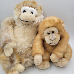 Animal Alley & Dan Dee Plush Monkey Lot Vintage Tan Cream Chimpanzee Soft Toys