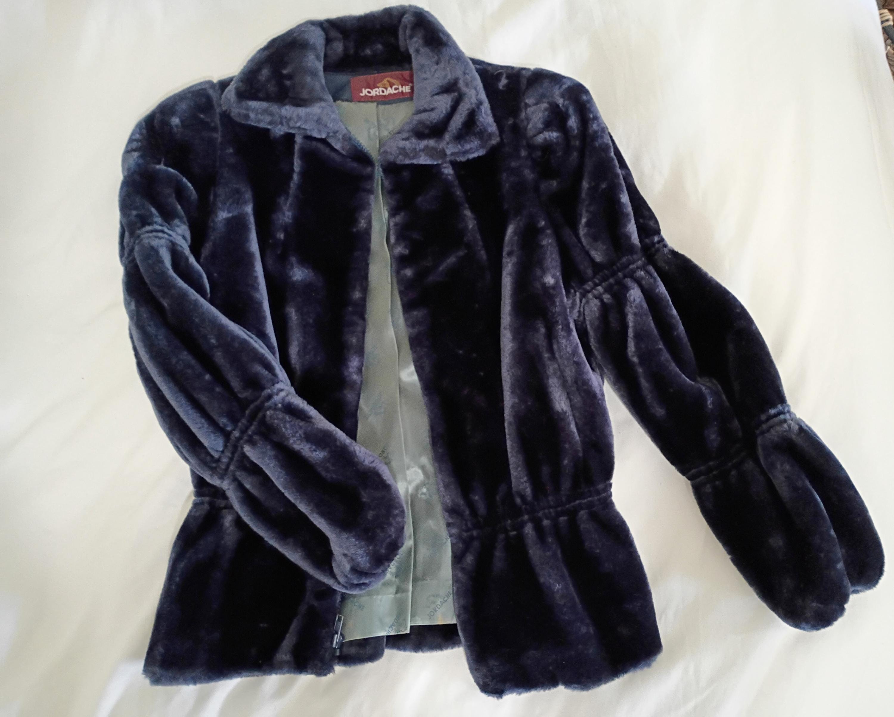 ヴィンテージ Jordache ネイビーフェイクファーミディアムジャケット 