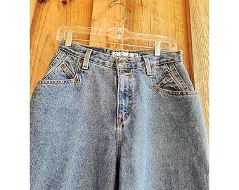 VTG Zena Jeans hohe Taille Tapered Leg Denim Mom Jeans Light Wash Sz 10T Y2K