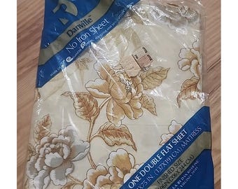 Vintage Danville Retro Double Flat Sheet Floral Pattern, No Iron, 81 X 96 In NEW