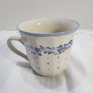Renaissance Arcadia Blue Coffee Mug Japan Vintage Floral Stoneware 290 Cup